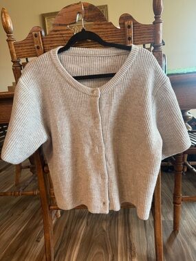 Women’s Short-Sleeve Button Cardigan Sweater - grey